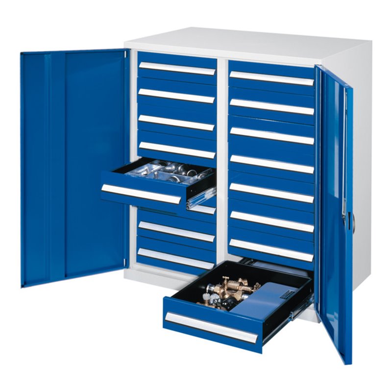 Kappes Schwerlastbeistellschrank Mod. 72 RAL 7035/5010 Vollblechtüren mit Ausstattung