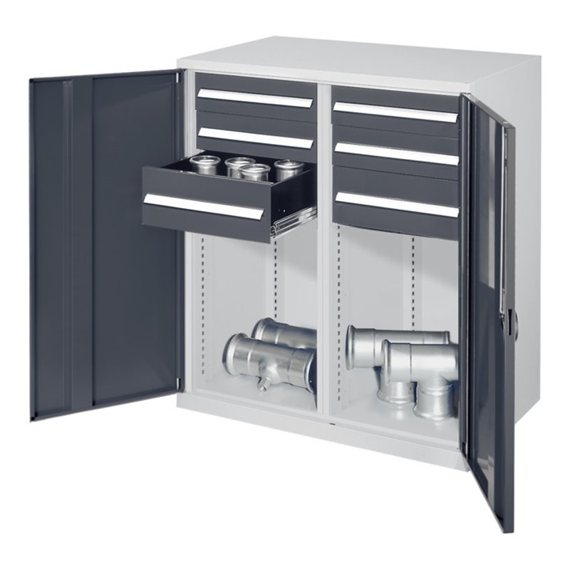 Kappes Schwerlastbeistellschrank Mod. 74 RAL 7035/7016 Vollblechtüren mit Ausstattung