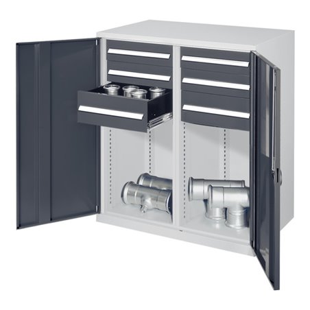 Kappes Schwerlastbeistellschrank Mod. 74 RAL 7035/7016 Vollblechtüren mit Ausstattung