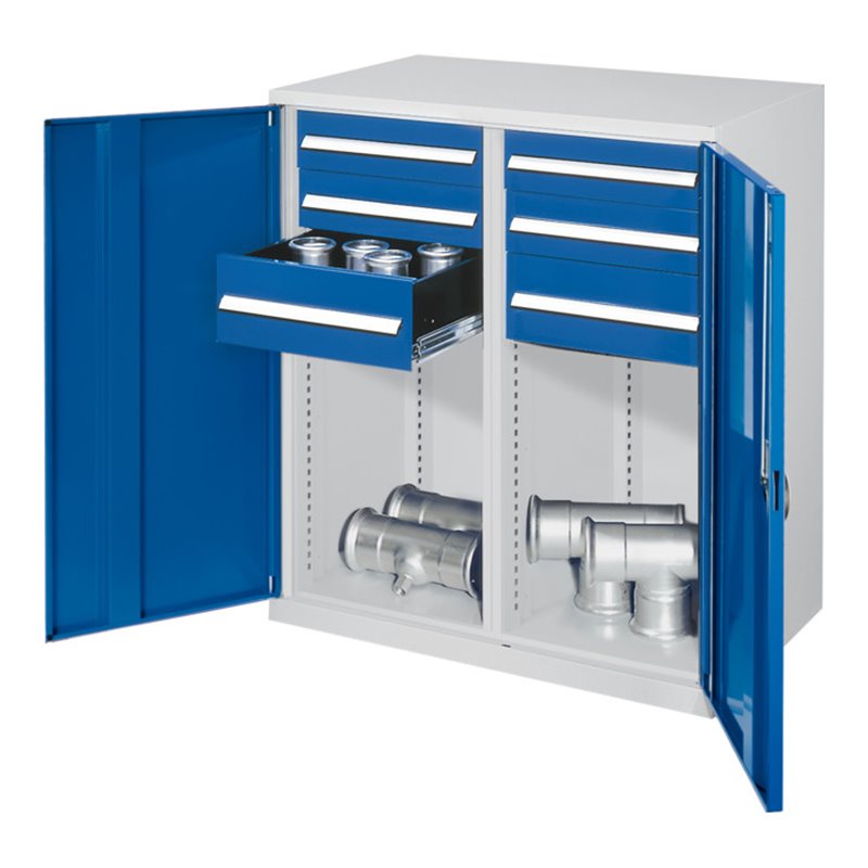 Kappes Schwerlastbeistellschrank Mod. 74 RAL 7035/5010 Vollblechtüren mit Ausstattung