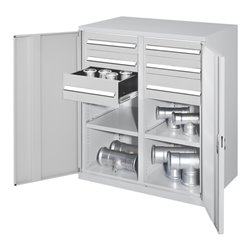 Kappes Schwerlastbeistellschrank Mod. 71 RAL 7035 Vollblechtüren mit Ausstattung