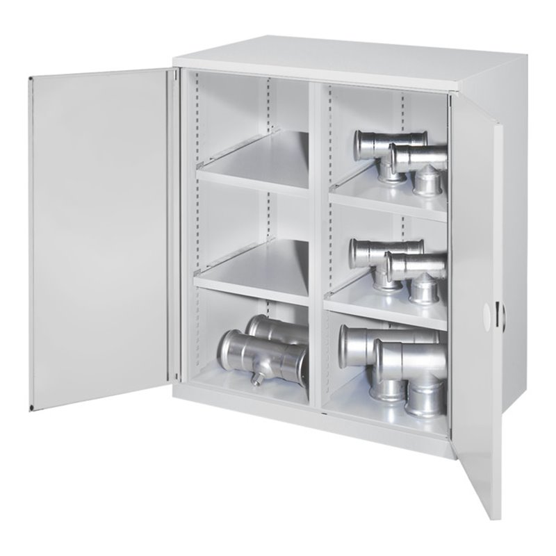 Kappes Schwerlastbeistellschrank Mod. 75 RAL 7035 Doppelwandtüren 4 Fachböden