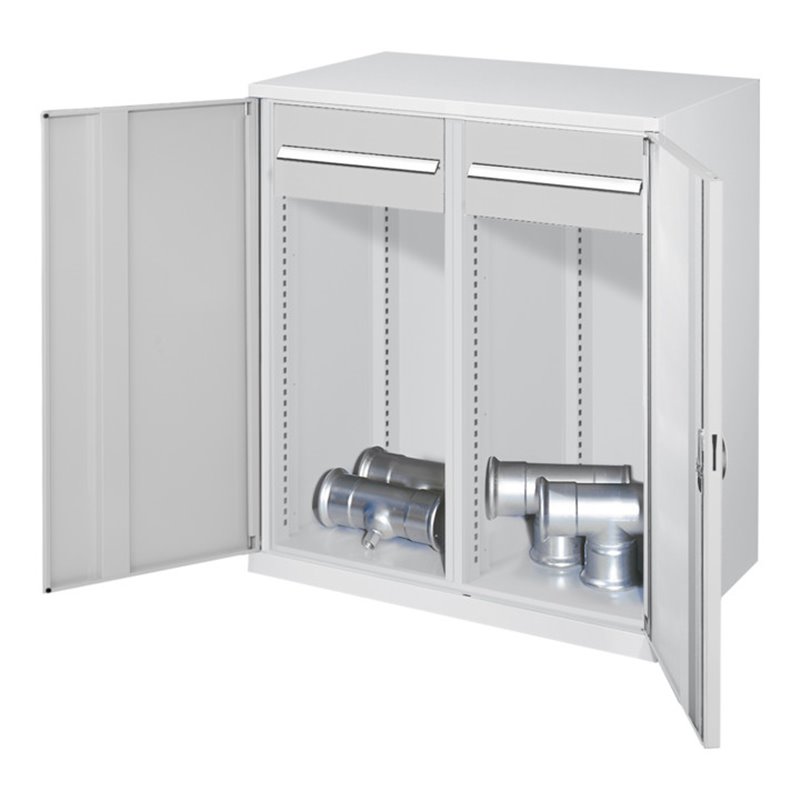 Kappes Schwerlastbeistellschrank Mod. 75 RAL 7035 Vollblechtüren 2 Schubladen