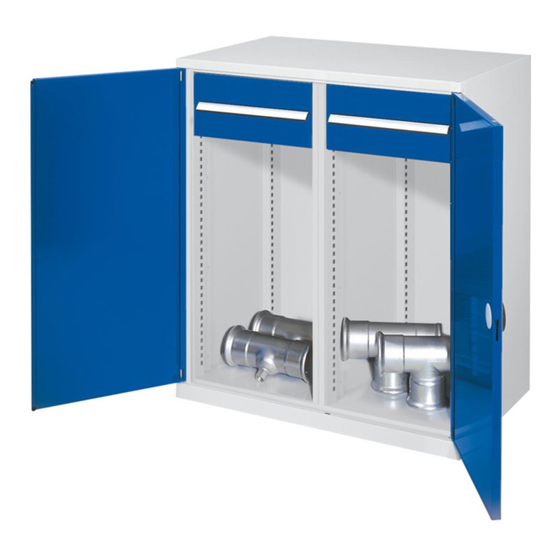 Kappes Schwerlastbeistellschrank Mod. 75 RAL 7035/5010 Doppelwandtüren 2 Schubladen