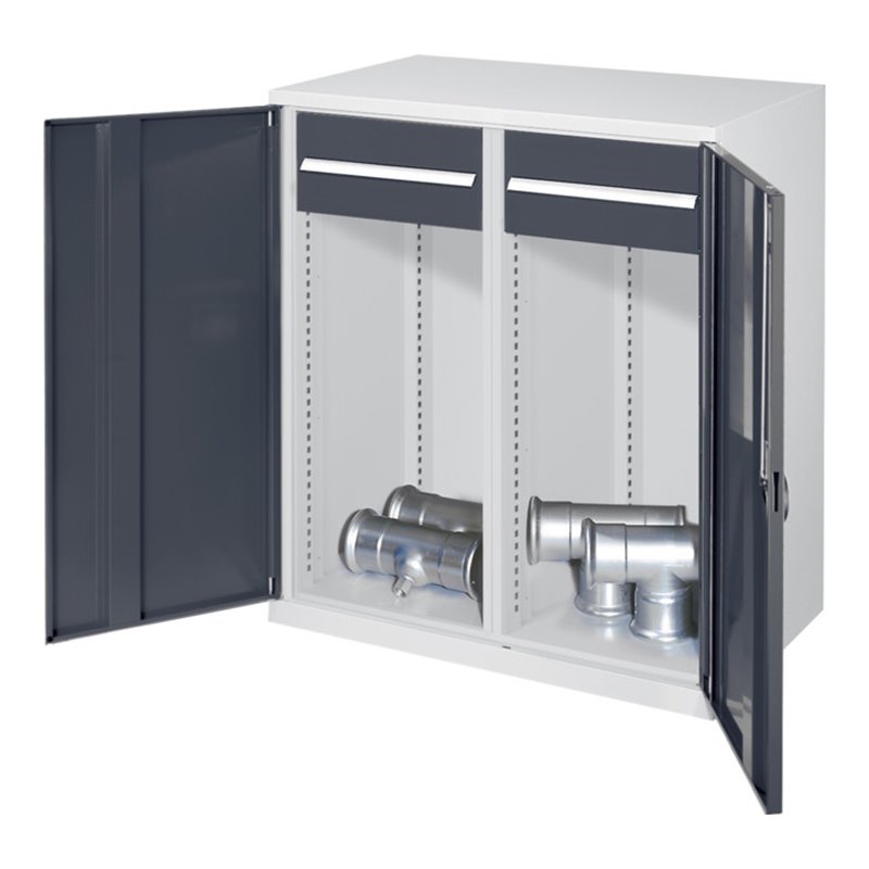 Kappes Schwerlastbeistellschrank Mod. 75 RAL 7035/7016 Vollblechtüren 2 Schubladen