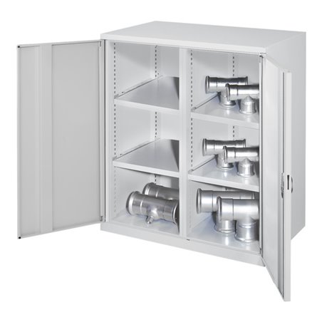 Kappes Schwerlastbeistellschrank Mod. 75 RAL 7035 Vollblechtüren 4 Fachböden