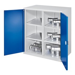 Kappes Schwerlastbeistellschrank Mod. 75 RAL 7035/5010 Doppelwandtüren 4 Fachböden