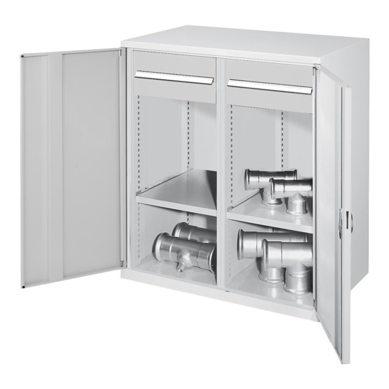 Kappes Schwerlastbeistellschrank Mod. 76 RAL 7035 Vollblechtüren mit Ausstattung