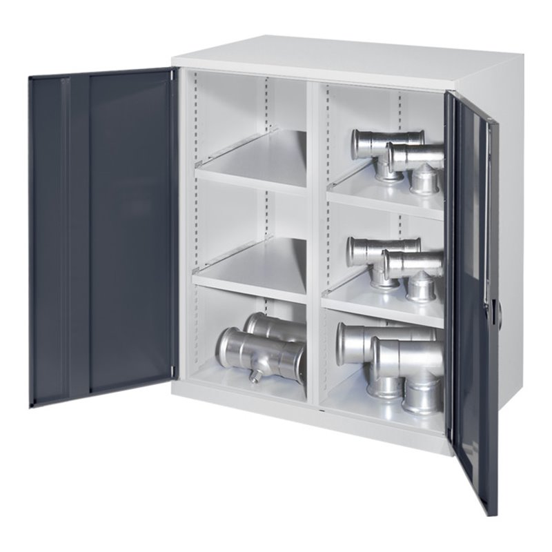 Kappes Schwerlastbeistellschrank Mod. 75 RAL 7035/7016 Vollblechtüren 4 Fachböden