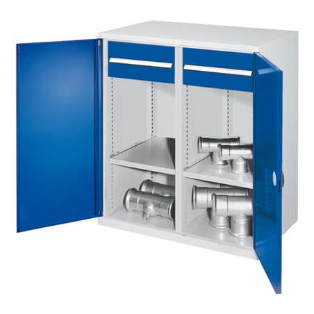 Kappes Schwerlastbeistellschrank Mod. 76 RAL 7035/5010 Doppelwandtüren mit Ausstattung