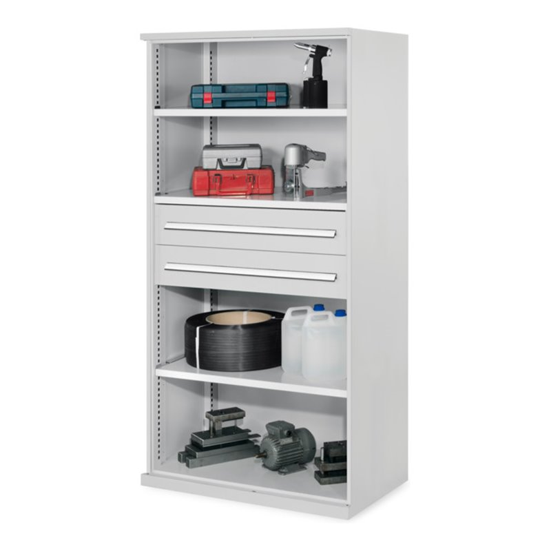 Kappes Schwerlastregal Mod. 42 OMT RAL 7035 3 Fachböden 2 Schubladen