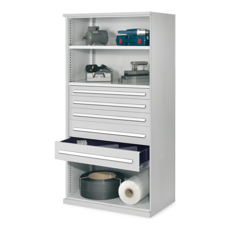 Kappes Schwerlastregal Mod. 44 OMT RAL 7035 2 Fachböden 5 Schubalden