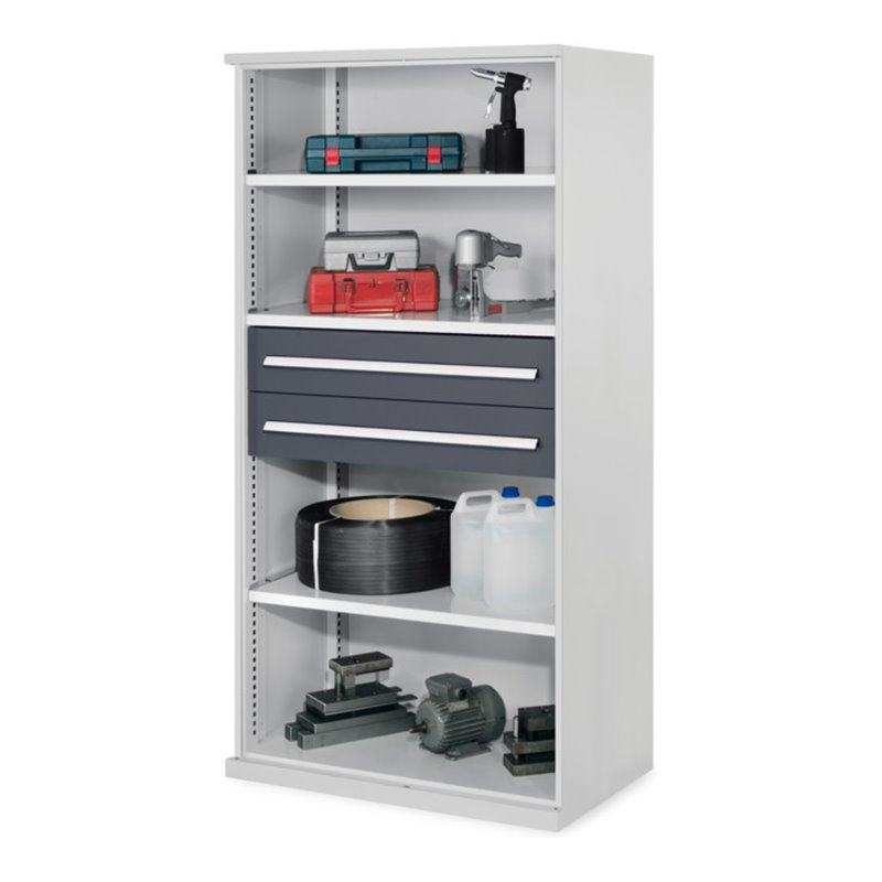 Kappes Schwerlastregal Mod. 42 OMT RAL 7035/7016 3 Fachböden 2 Schubladen