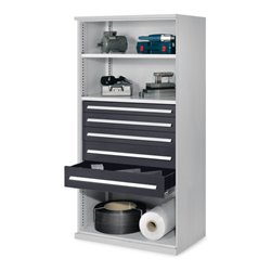 Kappes Schwerlastregal Mod. 44 OMT RAL 7035/7016 2 Fachböden 5 Schubladen