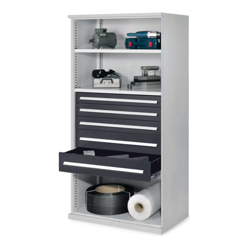 Kappes Schwerlastregal Mod. 44 OMT RAL 7035/7016 2 Fachböden 5 Schubladen