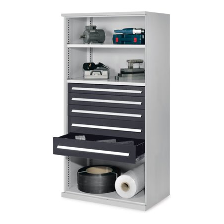 Kappes Schwerlastregal Mod. 44 OMT RAL 7035/7016 2 Fachböden 5 Schubladen