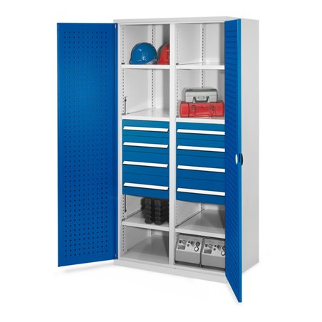 Kappes Schwerlastschrank MMT Mod. 54 RAL 7035/5010 Tür innen Lochplatten