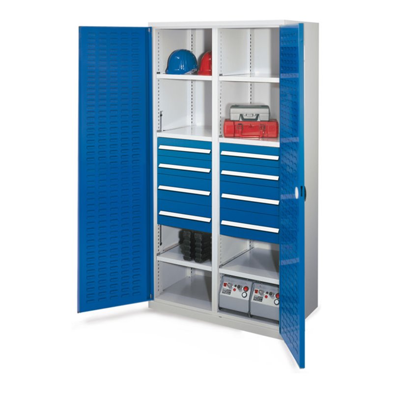 Kappes Schwerlastschrank MMT Mod. 54 RAL 7035/5010 Türen innen Schlitzplatten