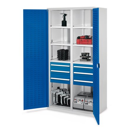 Kappes Schwerlastschrank MMT Mod. 55 RAL 7035/5010 Türen innen Schlitzplatten