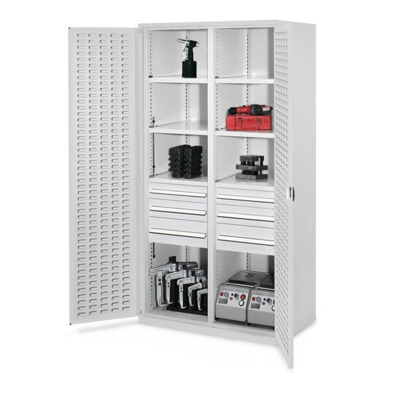 Kappes Schwerlastschrank MMT Mod. 55 RAL 7035 Türen innen Schlitzplatten