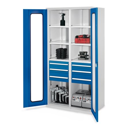 Kappes Schwerlastschrank MMT Mod. 55 RAL 7035/5010 Sichtfenstertüren