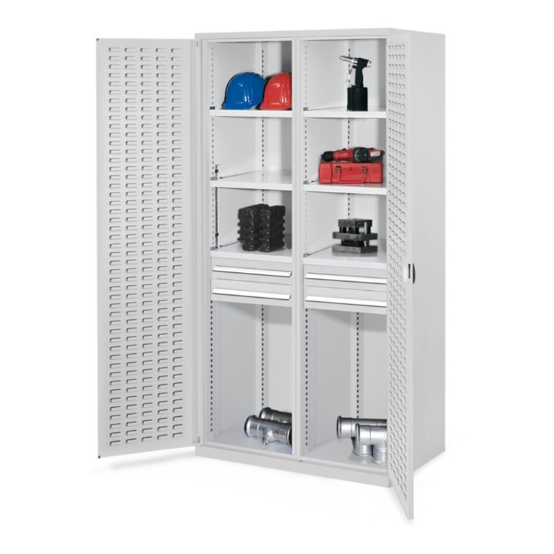 Kappes Schwerlastschrank MMT Mod. 56 RAL 7035 Türen innen Schlitzplatten