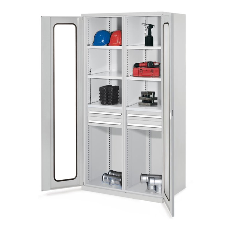 Kappes Schwerlastschrank MMT Mod. 56 RAL 7035 Sichtfenstertüren