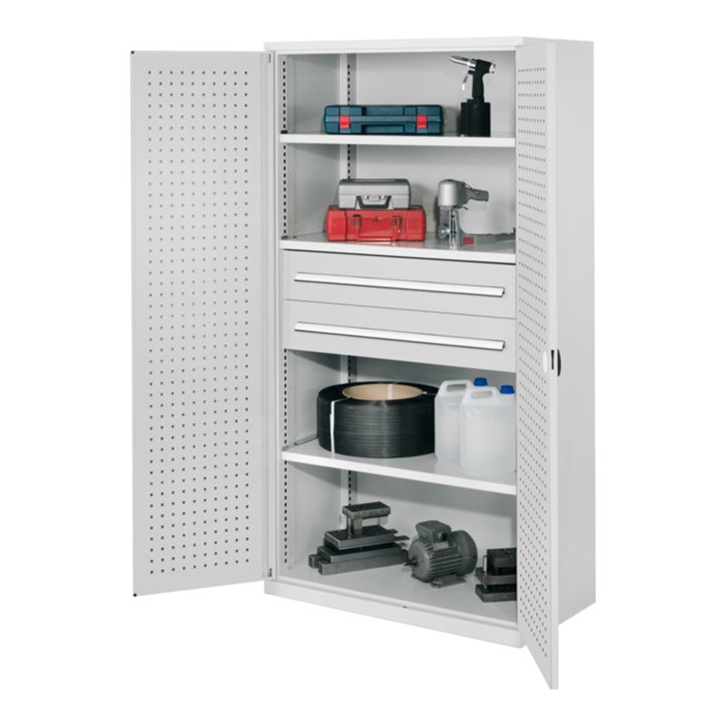 Kappes Schwerlastschrank OMT Mod. 42 RAL 7035 Türen innen Lochplatten