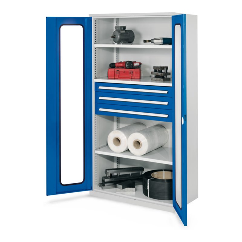 Kappes Schwerlastschrank OMT Mod. 43 RAL 7035/5010 Sichtfenstertüren