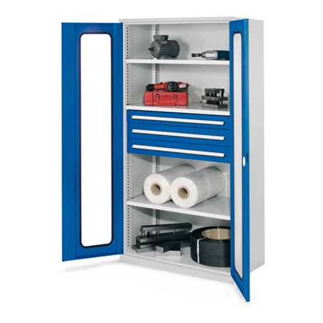 Kappes Schwerlastschrank OMT Mod. 43 RAL 7035/5010 Sichtfenstertüren