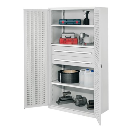 Kappes Schwerlastschrank OMT Mod. 42 RAL 7035 Türen innen Schlitzplatten