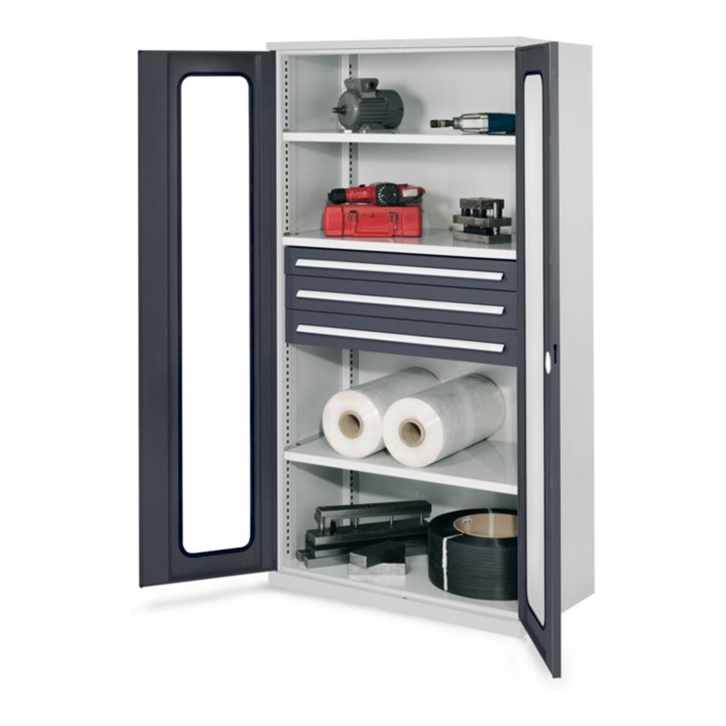 Kappes Schwerlastschrank OMT Mod. 43 RAL 7035/7016 Sichtfenstertüren