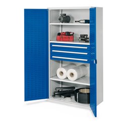 Kappes Schwerlastschrank OMT Mod. 43 RAL 7035/5010 Türen innen Schlitzplatten