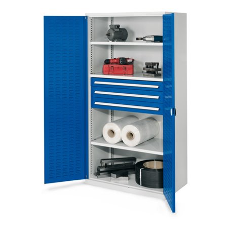 Kappes Schwerlastschrank OMT Mod. 43 RAL 7035/5010 Türen innen Schlitzplatten