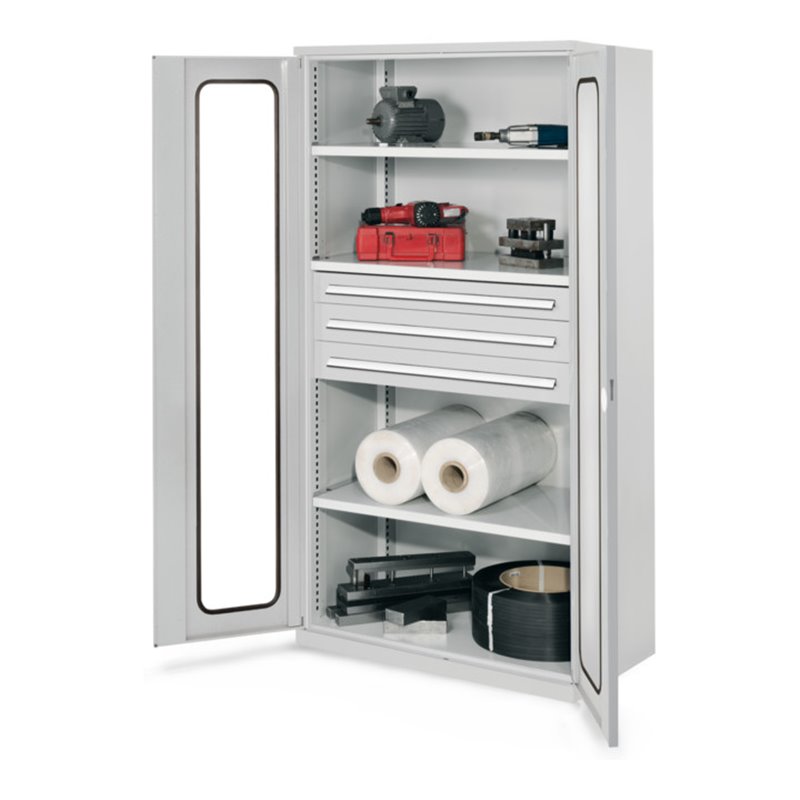 Kappes Schwerlastschrank OMT Mod. 43 RAL 7035 Sichtfenstertüren