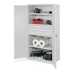 Kappes Schwerlastschrank OMT Mod. 43 RAL 7035 Türen innen Lochplatten