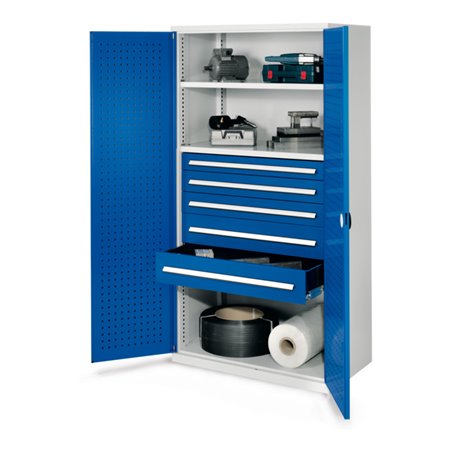 Kappes Schwerlastschrank OMT Mod. 44 RAL 7035/5010 Türen innen Lochplatten