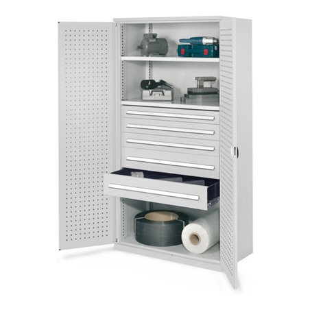 Kappes Schwerlastschrank OMT Mod. 44 RAL 7035 Türen innen Lochplatten