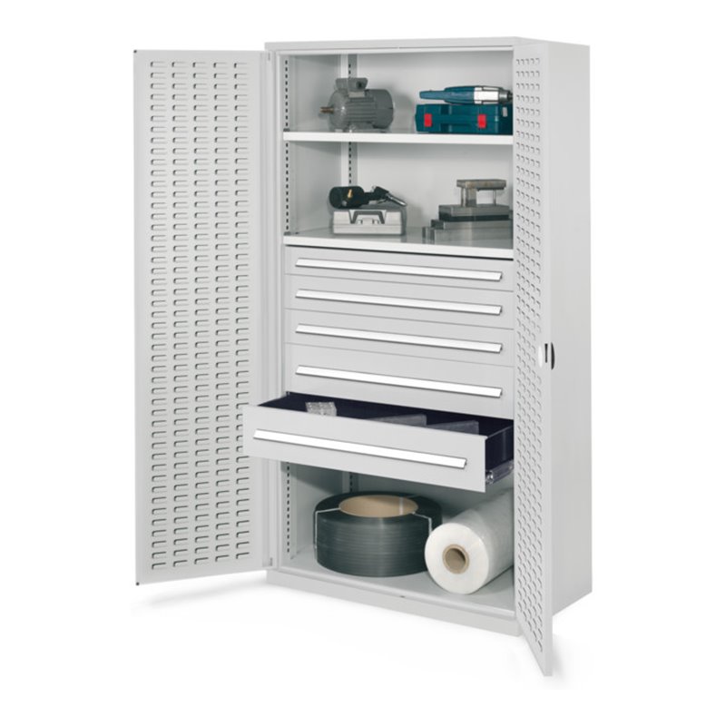 Kappes Schwerlastschrank OMT Mod. 44 RAL 7035 Türen innen Schlitzplatten