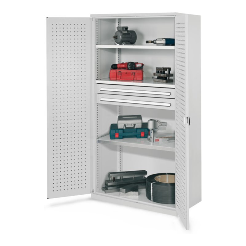 Kappes Schwerlastschrank OMT Mod. 45 RAL 7035 Türen innen Lochplatten