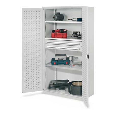 Kappes Schwerlastschrank OMT Mod. 45 RAL 7035 Türen innen Lochplatten