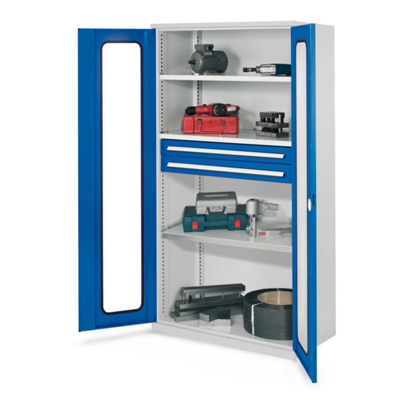 Kappes Schwerlastschrank OMT Mod. 45 RAL 7035/5010 Sichtfenstertüren