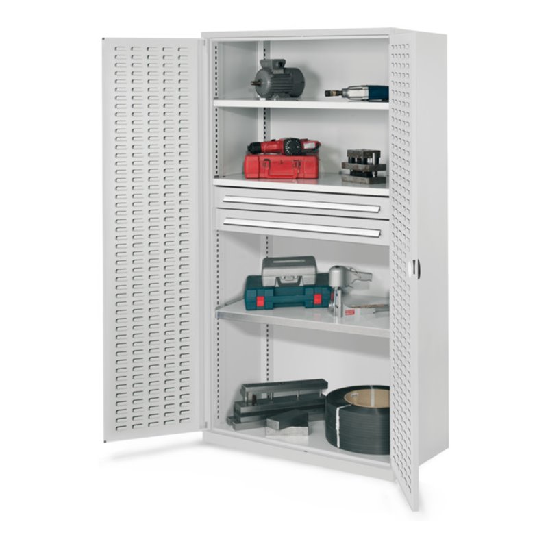 Kappes Schwerlastschrank OMT Mod. 45 RAL 7035 Türen innen Schlitzplatten