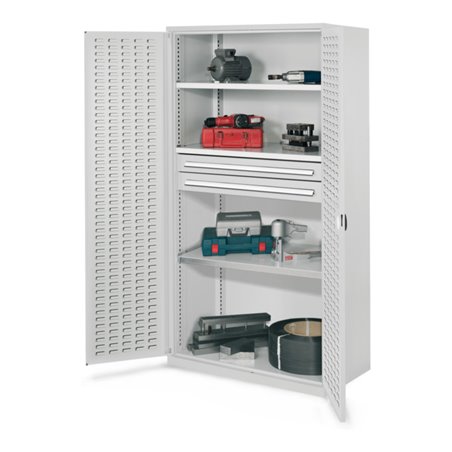 Kappes Schwerlastschrank OMT Mod. 45 RAL 7035 Türen innen Schlitzplatten