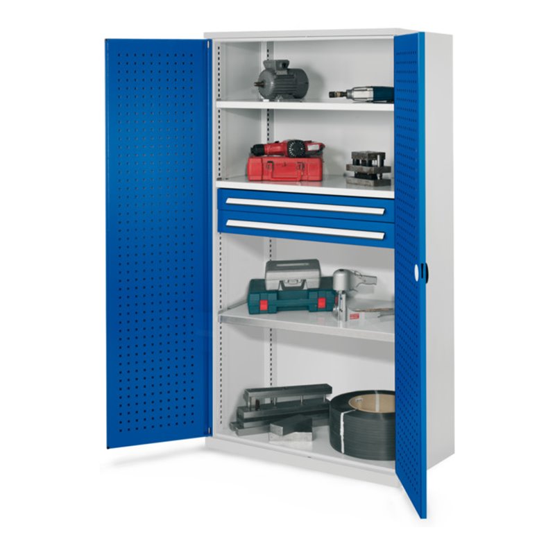 Kappes Schwerlastschrank OMT Mod. 45 RAL 7035/5010 Türen innen Lochplatten