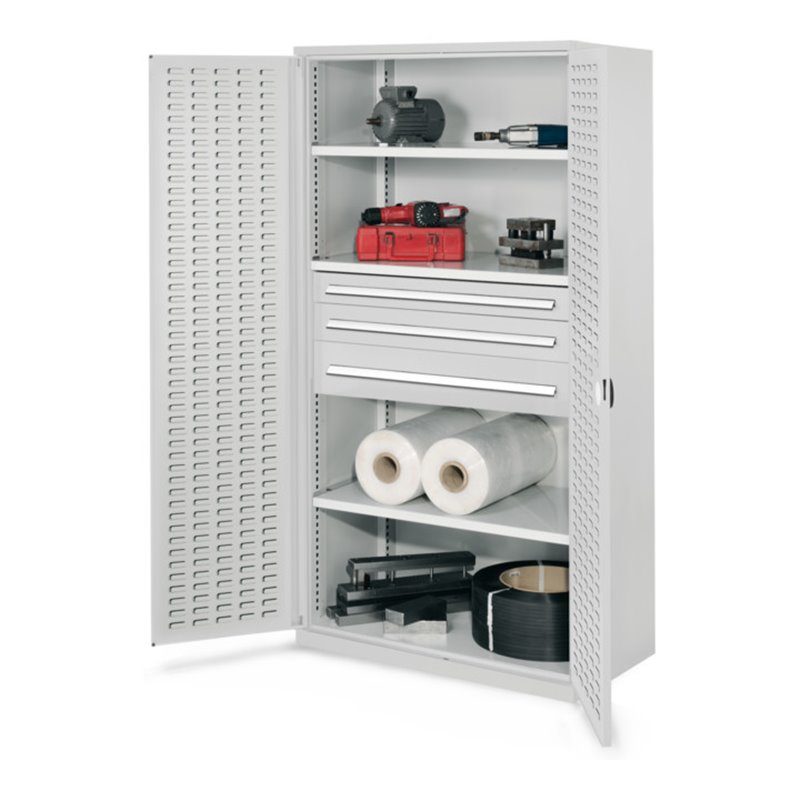 Kappes Schwerlastschrank OMT Mod. 46 RAL 7035 Türen innen Schlitzplatten