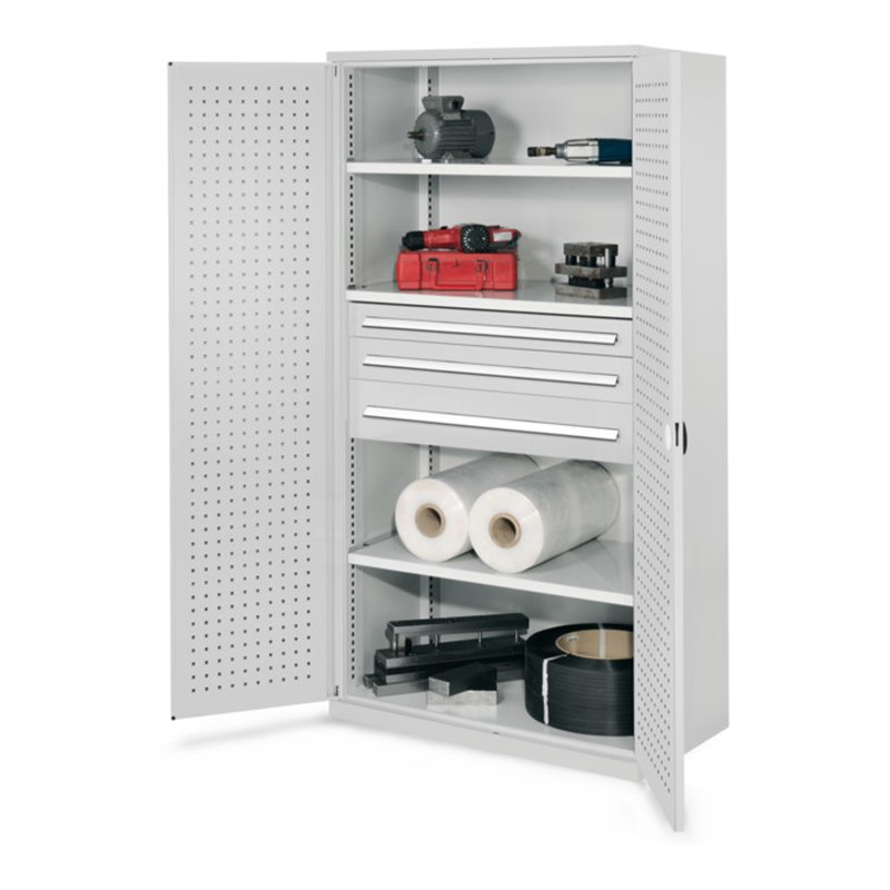 Kappes Schwerlastschrank OMT Mod. 46 RAL 7035 Türen innen Lochplatten