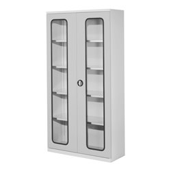 Kappes Systemschrank Serie 400 RAL 7035 Sichtfenstertüren 4 Fachböden