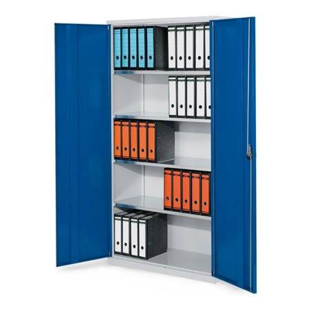 Kappes Systemschrank Serie 500 RAL 7035/5010 Vollblechtüren 4 Fachböden