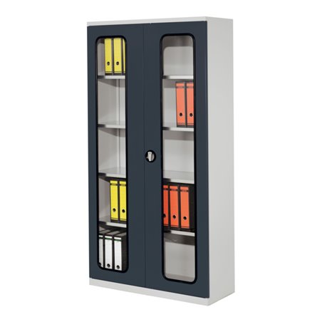 Kappes Systemschrank Serie 400 RAL 7035/7016 Sichtfenstertüren 4 Fachböden